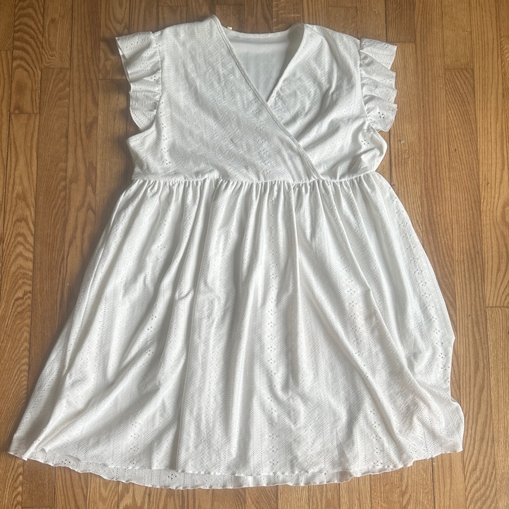 White Ruffle Sleeve Dress